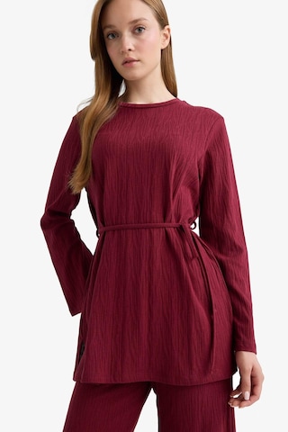 Defacto Regular Fit Bisiklet Yaka Bağlamalı Uzun Kollu Tunik F5369ax25aubr115 Bordo