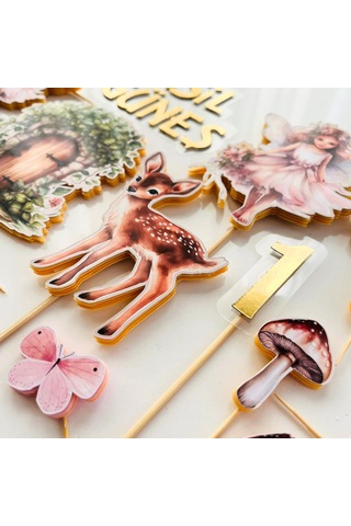 Peri Kızı Temalı Kız Çocuk Doğum Günü İsme Özel Pasta Süsü Seti