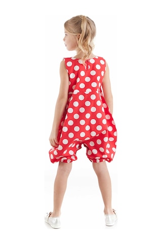 Denokids Kırmızı Beyaz Puanlı Kız Balon Tulum Çok Renkli