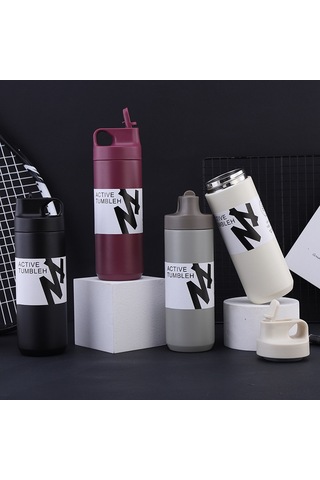 Xiyyadms Siyah Paslanmaz Çelik Vakum Matara 550ml - Uzun Süreli Isı Saklama, İki Yollu İçecek Alma, İç/dis Paslanmaz Çelik, Terdirençli Tasarım Siyah