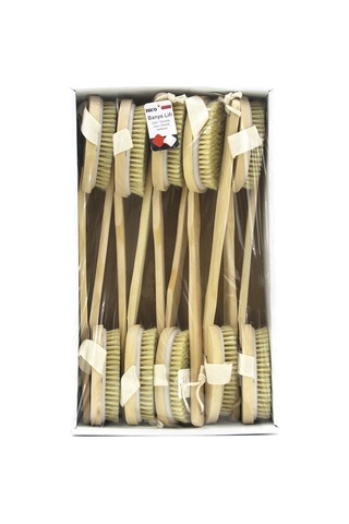 İbico İ21-095 Sırt Kesesi Ve Duş Fırçası Fırça:6x12cm + Sap:30cm 42cm 2in1 Kullanım Ahşap Saplı - 10'li Paket Diğer