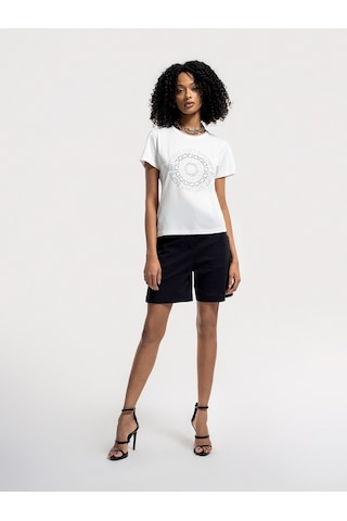 Slim Fit Kadın Tshirt K.kol Beyaz