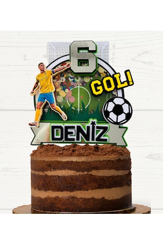 Futbol Temalı İsme Özel Erkek Çocuk Doğum Günü Pasta Süsü