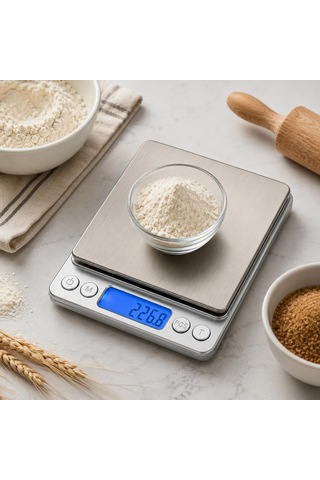Tr Dijital Mutfak Terazisi 3 Kg, 0.1 Gr Hassas Tartım, Paslanmaz Çelik Yüzeyli, Lcd Ekranlı, Dara Fonksiyonlu Hassas Diğer
