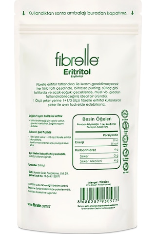 Fibrelle Eritritol Tatlandırıcı Sıfır Kalori 1 KG