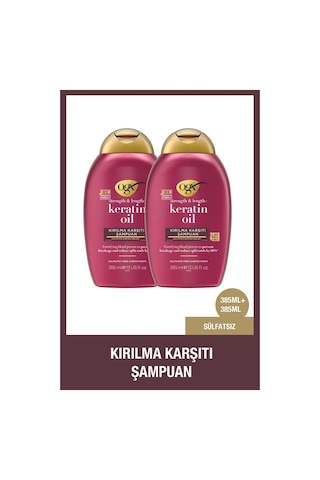 OGX Keratin Oil Kırılma Karşıtı Sülfatsız Şampuan 385 ml x2