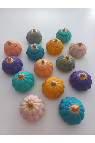 Mini Balkabağı 6'lı Lokumluk, Kahve Yanı Sunumluk Renkli Dekoratif Obje 02