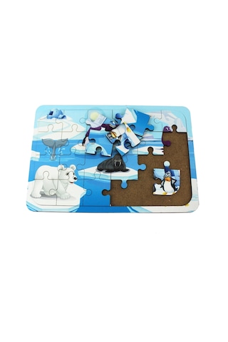 Ahşap Kutup Hayvanları Puzzle - Bebekleri İçin Puzzle - Ahşap Yapboz Oyuncak - Oyuncak Yap-boz - 24 1 Adet