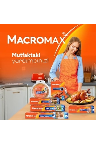 Macro Max Hazır Kesilmiş Pişirme Kağıdı 10 Adet, Standart Fırın Tepsisi Boyutu 42x37 Cm Açık Altın