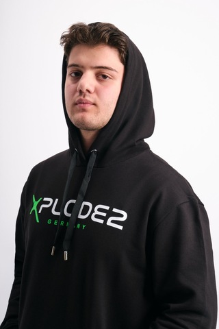 We&me Oversize Geniş Kalıp Baskılı Kapüşonlu Erkek Sweatshirt Yeşil
