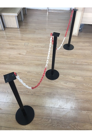 Güvenlik Şeridi Yönlendirme Bariyeri Zincirli Metal Duba Demir Bariyer 86 Cm 1.5mm