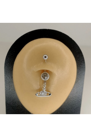 Aya Tasarım Gümüş Renk Saturn Model Göbek Piercing