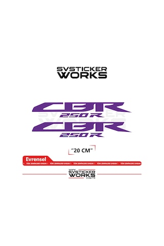 Honda Cbr 250r Sticker Uyumlu Yazı Yüksek Kalite Özel Kesim Folyo 2'li Set Mor
