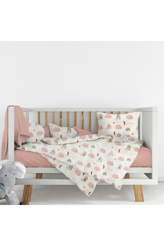 Flanel Pazen Kumaşından %100 Pamuklu Bebek Nevresim Takımı 100x150 Pudra