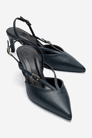Luvi Shoes Armonıa Lacivert Cilt Bant Detaylı Kadın Topuklu Ayakkabı