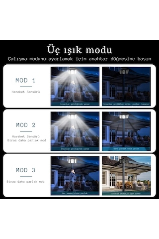 Monozone 300led Solar Güneş Enerjili Bahçe Duvar Lambası