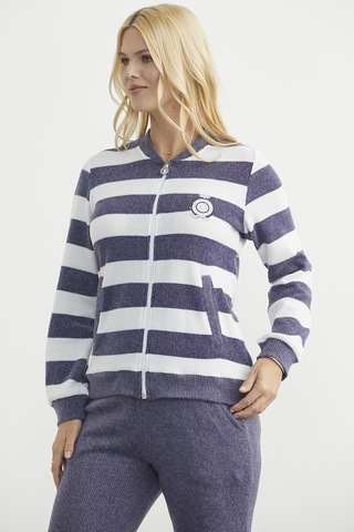 Fitilli Çizgi Kombinli Pijama Takım - Lacivert Lacivert