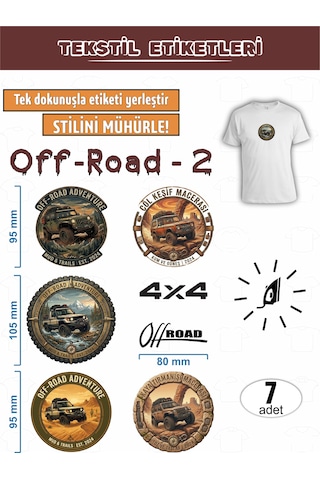 Ütü İle Yapışan Kıyafet Etiketi Off Road Serisi-2 7li Set Karışık