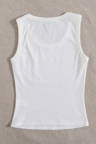 Merry See Düz Renk Kadın Kolsuz Bluz Crop Top Beyaz