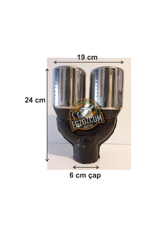 90 Mm Çift Çıkış Eşit Yuvarlak Verev Kesim Krom Sessiz Egzoz Ucu Eksoz Çıkışı 1 Adet