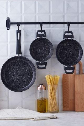 Karaca  Biogranit Dide 3'lü Tava Sahan Seti Siyah