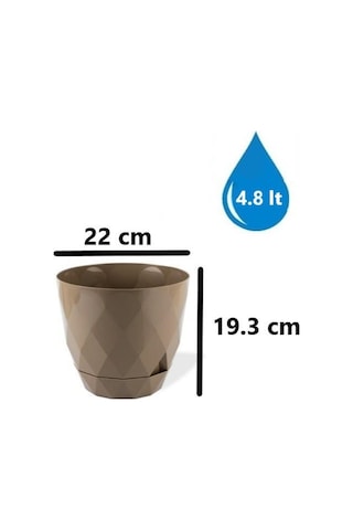 Omnipazar Krs-454 Yakamoz Tabaklı Plastik Saksı Takımı 4.8 Litre No 4 Kahverengi