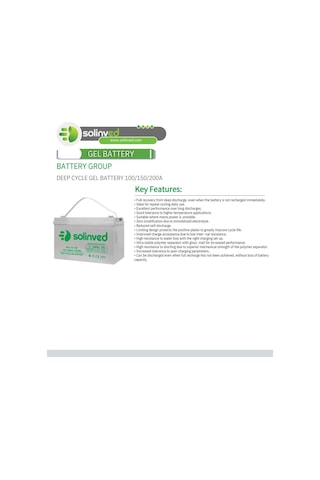 Solinved 12v 100ah Jel Akü