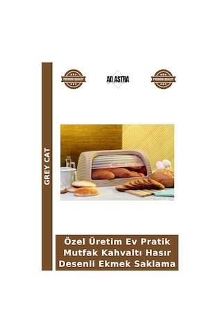 Özel Üretim Ev Pratik Mutfak Kahvaltı Hasır Desenli Ekmek Saklama Çok Renkli