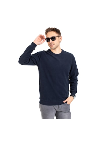 Erkek Klasik Regular Kalıp Pamuklu Selanik Yuvarlak Yaka Sweatshirt 1111-Lacivert-Lacivert
