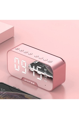 Novahub Bluetooth Hoparlörlü Aynalı Saat - G5 G10 Kompakt, Pembe Renk - Pratik, Eğlenceli Hayat İçin
