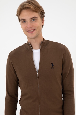 U.S. Polo Assn. Erkek Slim Fit Kahverengi Triko Hırka 50313684-VR029