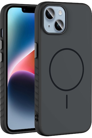 Apple Uyumlu iPhone 14 Kılıf M-safe Şarj Özellikli Zore Tea Kapak - Siyah Siyah