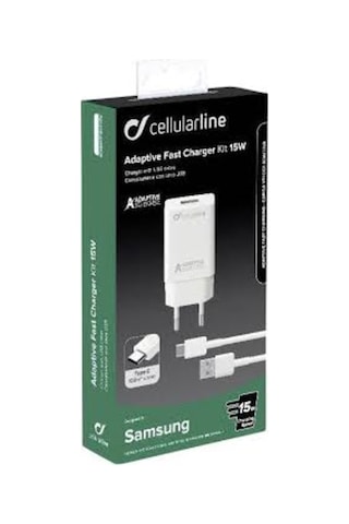 Cellularline Type-C Seyahat Şarjı 15W Kablo+Adaptör (Achsmkıt15Wt