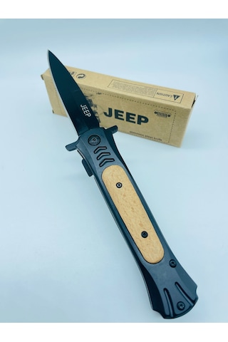 Jeep Ahşap Kasa Yandan Çıkma Kamp Çakı //23cm--ja23 Siyah