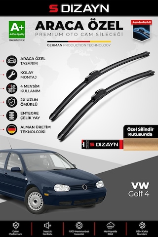 S-dizayn Vw Golf 4 Ön Cam Silecek Seti 1998-2002 Premium Araca Özel 53-48 Cm A+ Kalite