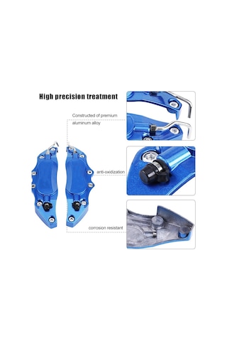 Xiyyadms Mavi Alüminyum Fren Kalip Korumalı Kapaklar - Küçük Boy 14-15 İnç Jantlar İçin - Parça Seti - Dayanıklı Ve Kolay Kurulum