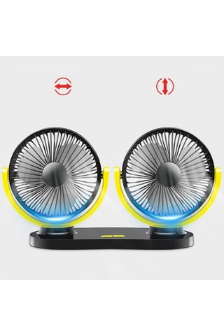 Çıft Başlıklı Araç Fanı Oto Fan Vantılatör 12V 24V Siyah