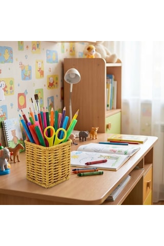 Büro Ev Ofis Mutfak Düzeni İçin Plastik Rattan Kare Hasır Stil Askılı Kaşık Çatal Organizeri Diğer