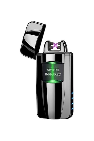 Sensörlü Alevsiz Usb Şarjlı Tesla Çakmak Siyah