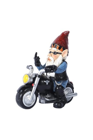Ev Dekorasyonu İçin Bahçe Gnome Heykeli - Oturma Odası, Yatak Odası Veya Masa Sanatı İçin Eşsiz Biker Teması