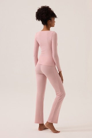 Los Ojos X Ece Pembe Modal Kumaşlı Uzun Kollu Eşofmanlı Pijama Takımı Ribbed Pj2 Pembe