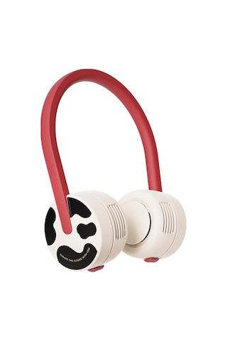 Zoyzoıı F8 Üç Hızlı Soğutma Fanı Çocuklar İçin Kanatsız Boyun Askılı Fan - İnek Kırmızı Beyaz