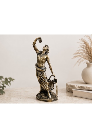27 Cm Dionysos Şarap Tanrısı Heykeli Antik Yunan Mitolojisi Gold Dekoratif Biblo Ev Ofis Dekoru