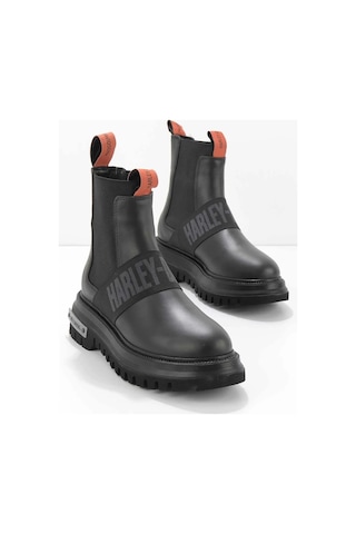 Harley Davidson Nefud Siyah Deri Kadın Bot Postal Ayakkabı Siyah