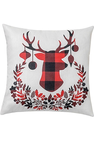 Geeroyoo Deer Head Desenli Linen Kumaş Yastık Kılıfı - Noel Dekorasyonu, Ev Ve Araba İçin, 45x45 Cm, Nordik Stili Diğer
