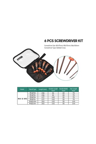 Symbee "penggong 6 Parçalı Ev Tipi Tornavida Seti - Çapraz/düz Uçlu, Kaymaz Tutamaklı, Taşıma Çantalı"