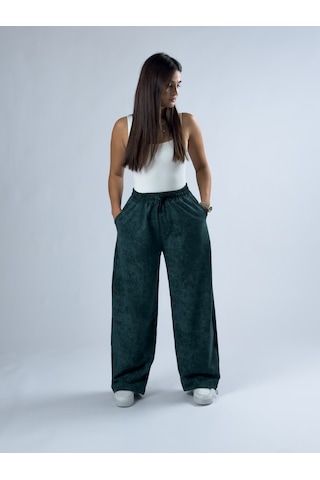 Cocopelli Paça Ayarlamalı Desenli Yeşil Kadın Baggy Pantolon Coc3347