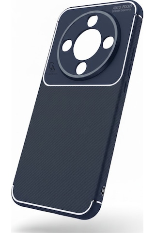 Honor Magic 8 Lite İle Uyumlu Karbon Tasarım Silikon Telefon Kılıfı Ve Temperli Cam Ekran Koruyucu Lacivert