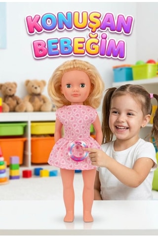Alya Türkçe Konuşan Etkileşimli Eğitici Oyuncak Bebek 40 Cm Kafası Ve Kolları Et Bebek 28077626
