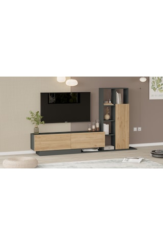 Robin Home Lotus Tv Ünitesi Kapaklı Kitaplık Raf Sepet-antrasit